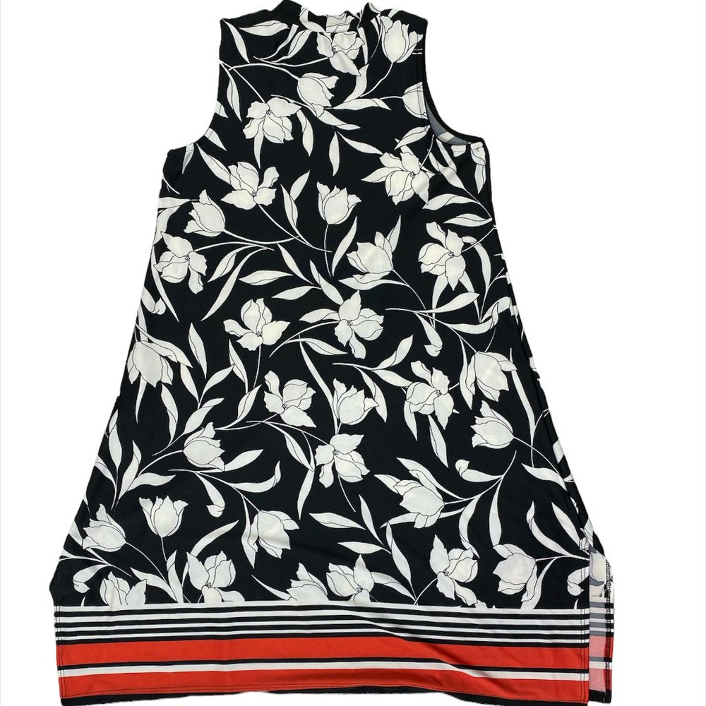 Tiana B. Midi Dress Woman's Small High Neck Sleeveless Black/Red Floral NEW